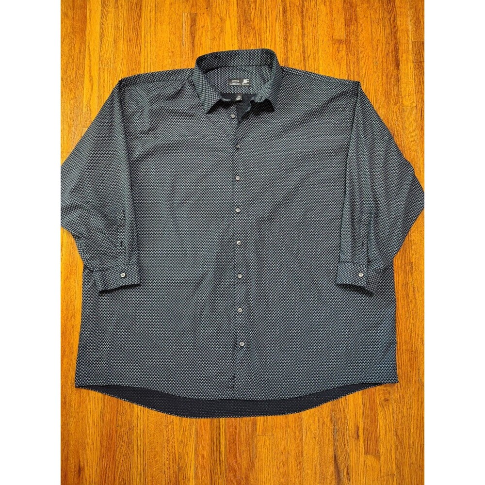 JF J.Ferrar Shirt Mens 20 34-35 Big & Tall Navy Button Up Long Sleeve Stretch